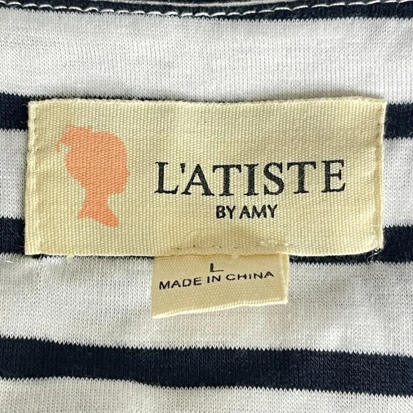 L'atiste Striped Crossover Cut Out Front Slit Maxi Dress Women's Size Large - Picture 3 of 8